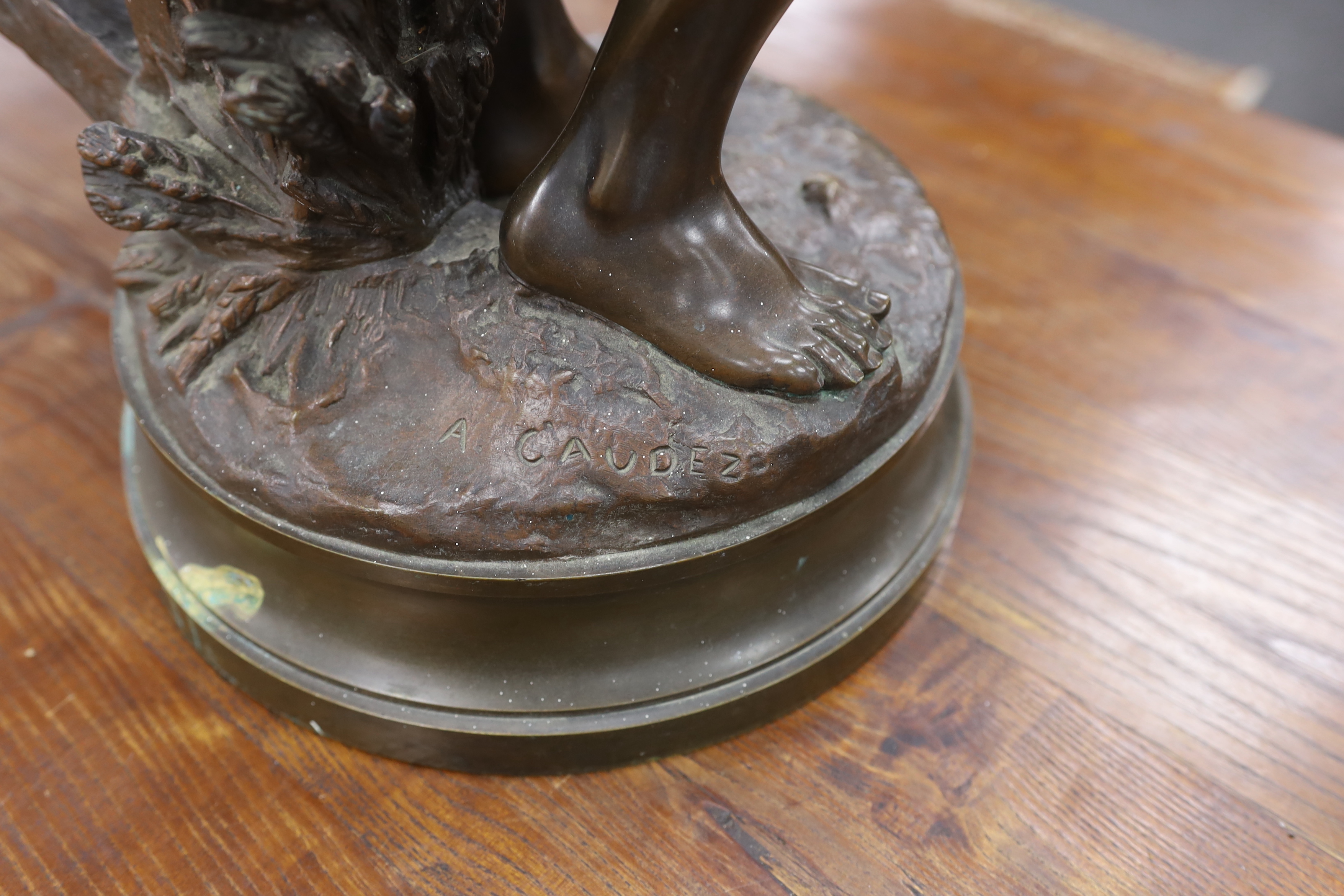After Adrien Etienne Gaudez (French:1884-1902), bronze, 'Devoir', 76cm high